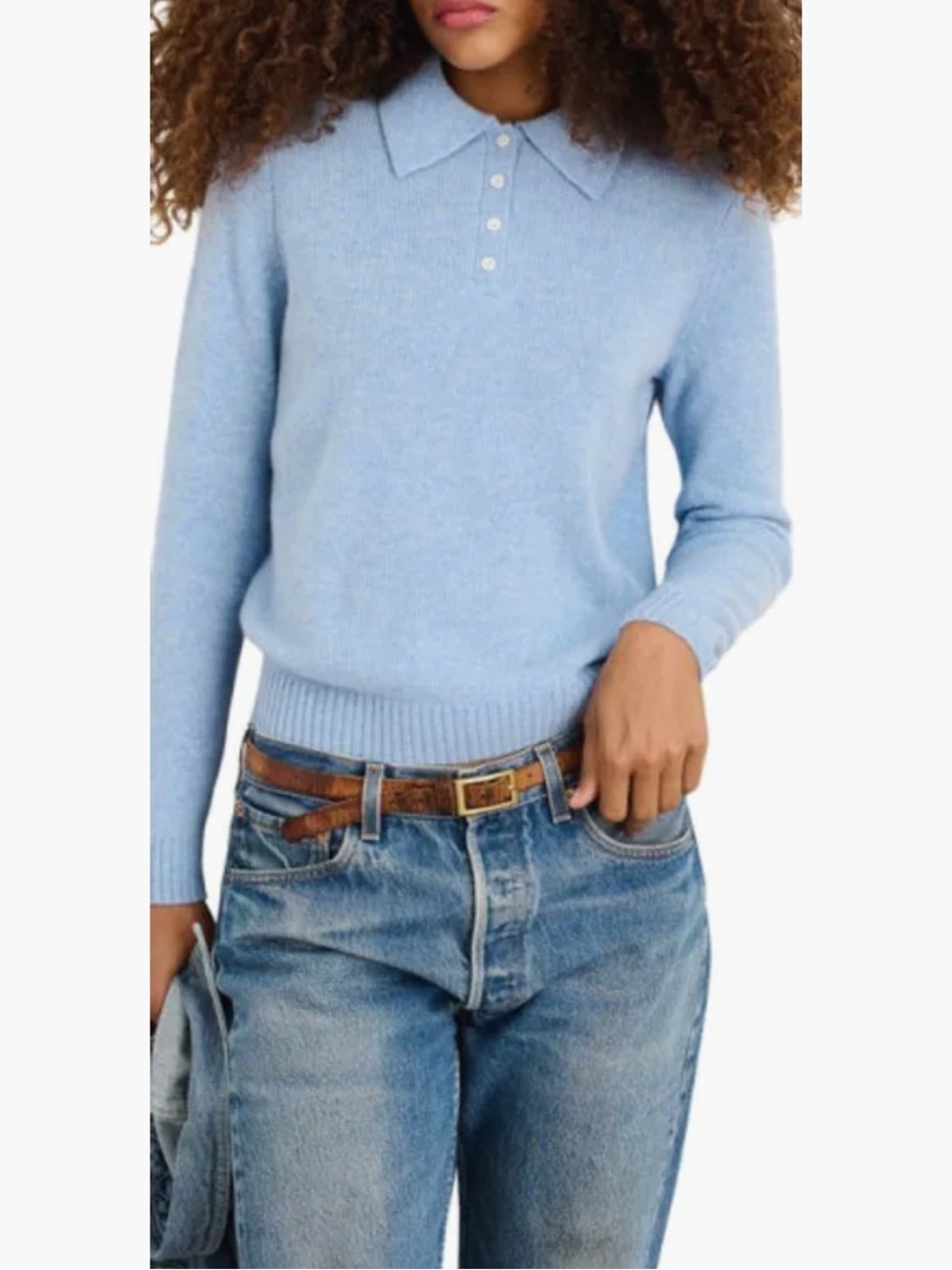 Alex Mill Alice cashmere polo sweater size small light blue - Picture 6 of 6